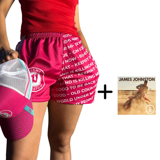 JJ PINK FOOTY SHORTS + $0.99 Digital Album Download