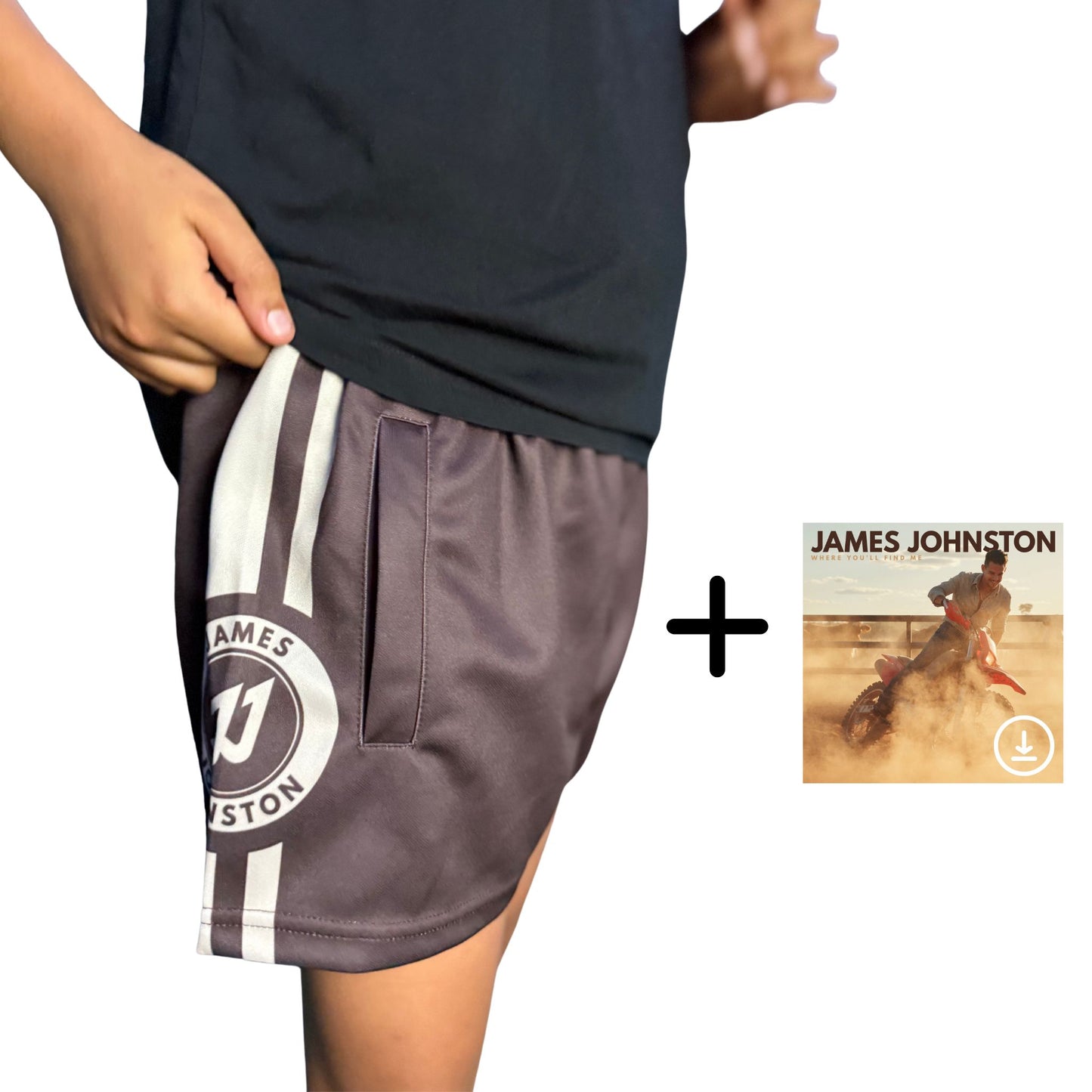 JJ (KIDS) BROWN FOOTY SHORTS + $0.99 Digital Album Download