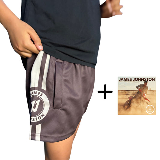 JJ (KIDS) BROWN FOOTY SHORTS + $0.99 Digital Album Download