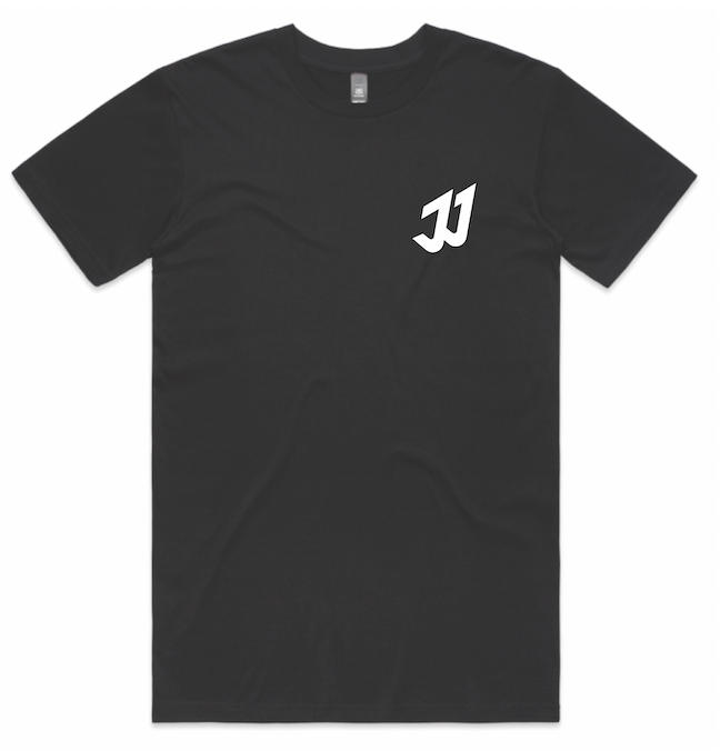 Mens | Black T-shirt -  'JJ' - Large Round JJ Logo Back
