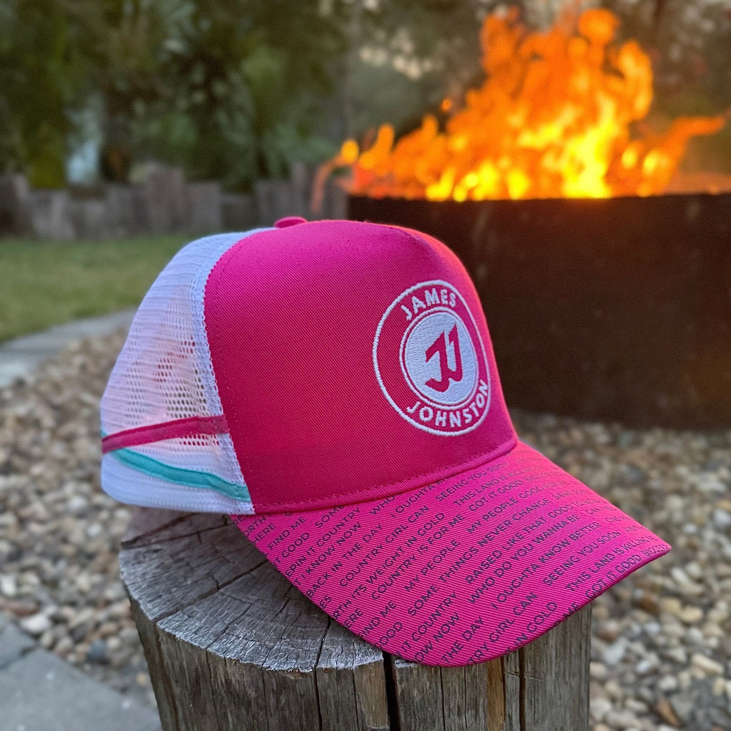 JJ PINK (with song titles) TRUCKER CAP