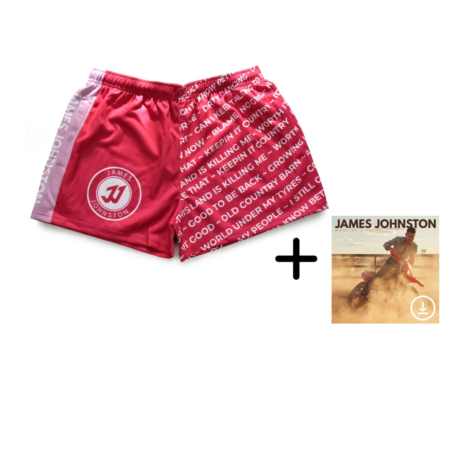 JJ (KIDS) PINK FOOTY SHORTS + $0.99 Digital Album Download